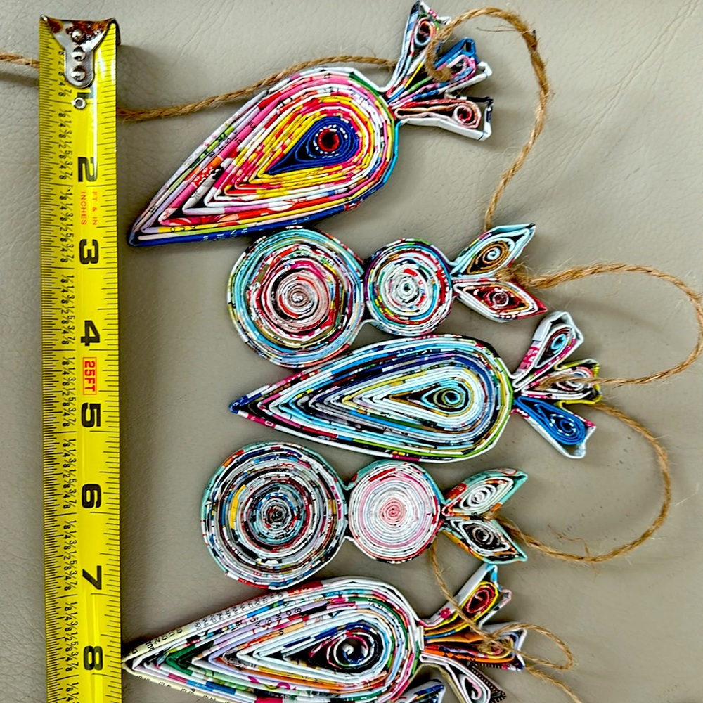 Recycled paper carrot bunny (rabbit) string decorations